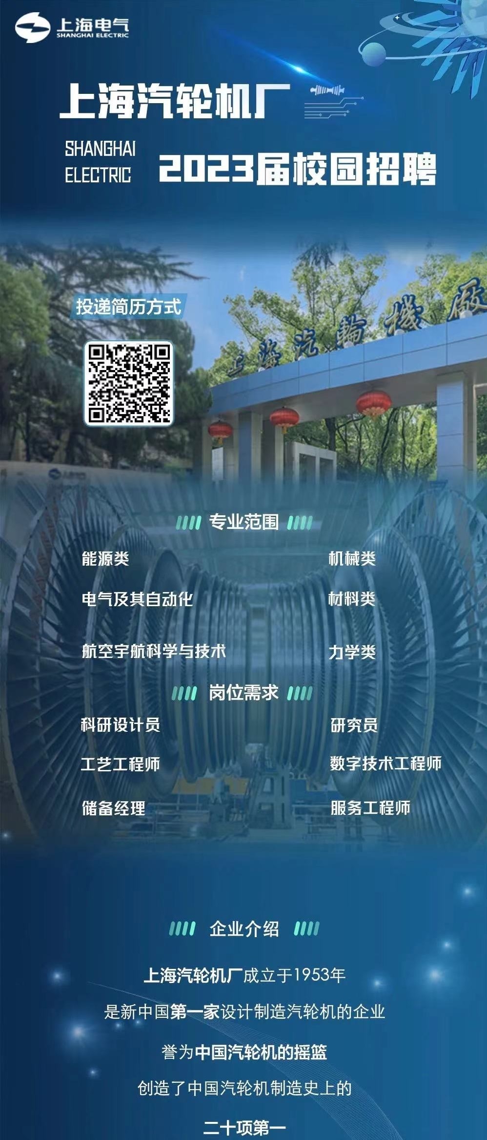 上海汽轮机厂2023届校园招聘 招聘信息01